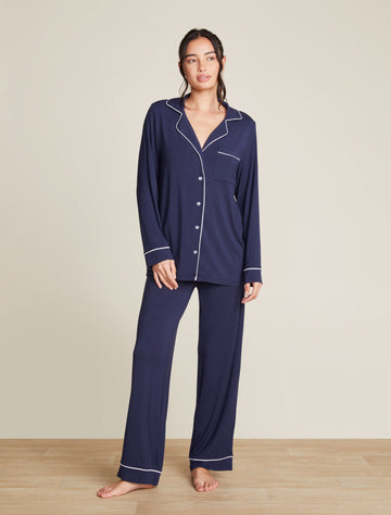 BAREFOOT DREAMS Luxe Milk Jersey Piped Pajama - Indigo