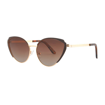 RYAN SIMKHAI Lotus Sunglasses - Gold Frame w/Brown Cateye