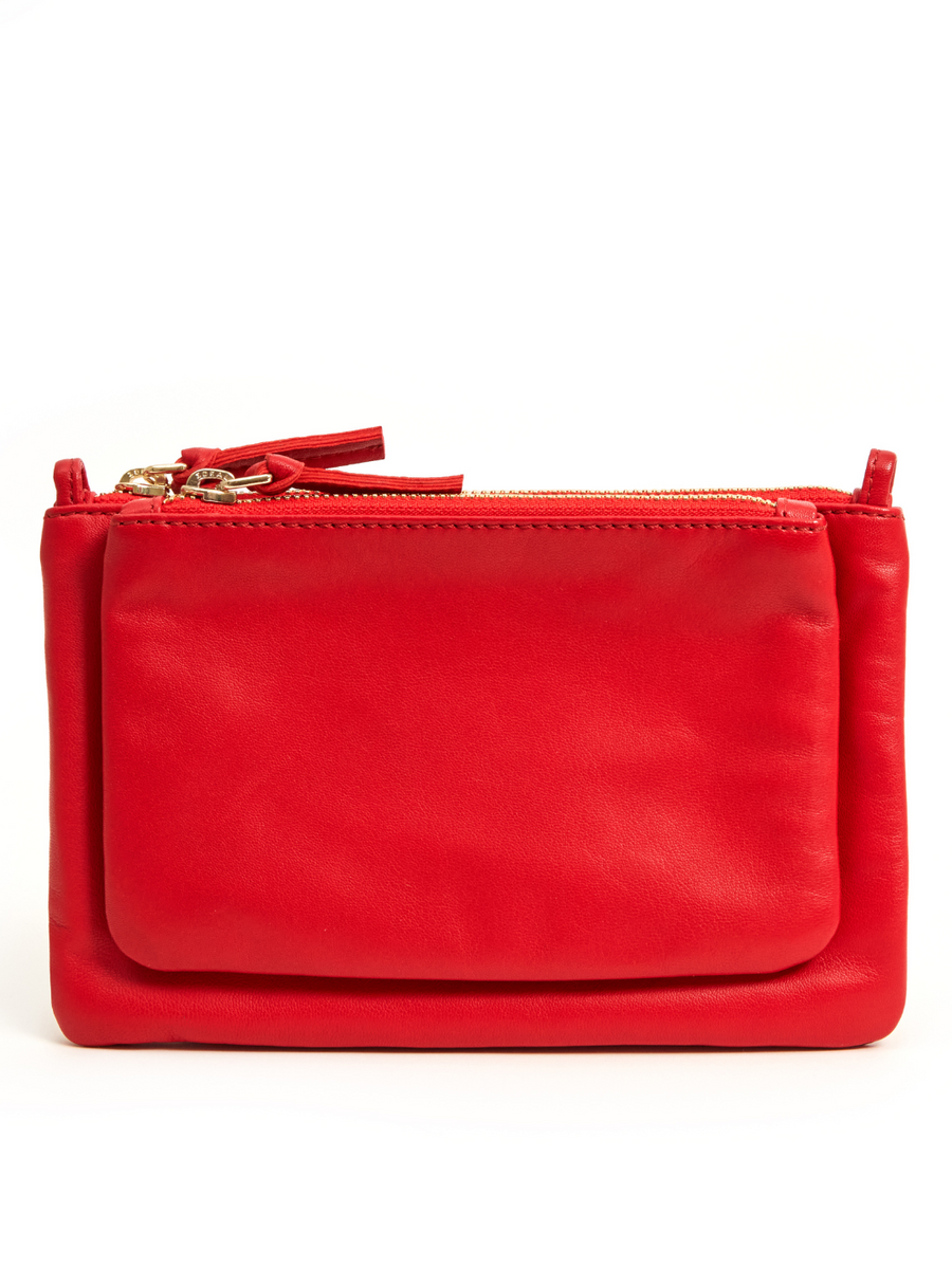 CLARE V. Wallet Clutch w/Tabs Nappa-Rouge